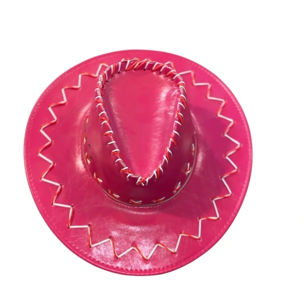 Pink Cowgirl Hat Western Party Neon Led Light barbie core bachelorette Festival